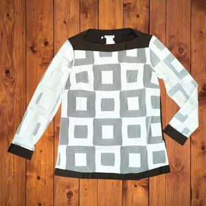 NWT‎ Nara Camicie Tunic Top Women’s M Brown/White Blouse Made In Italy